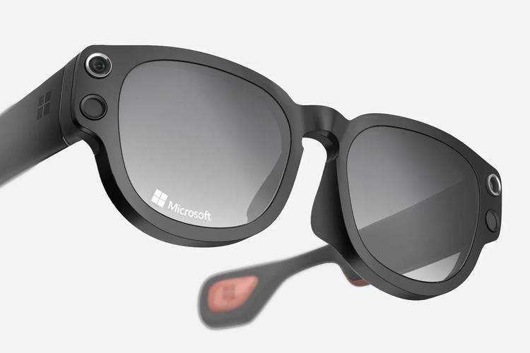 微软的全息眼镜概念产品设计,是一款消费级的时尚全息眼镜(图1)